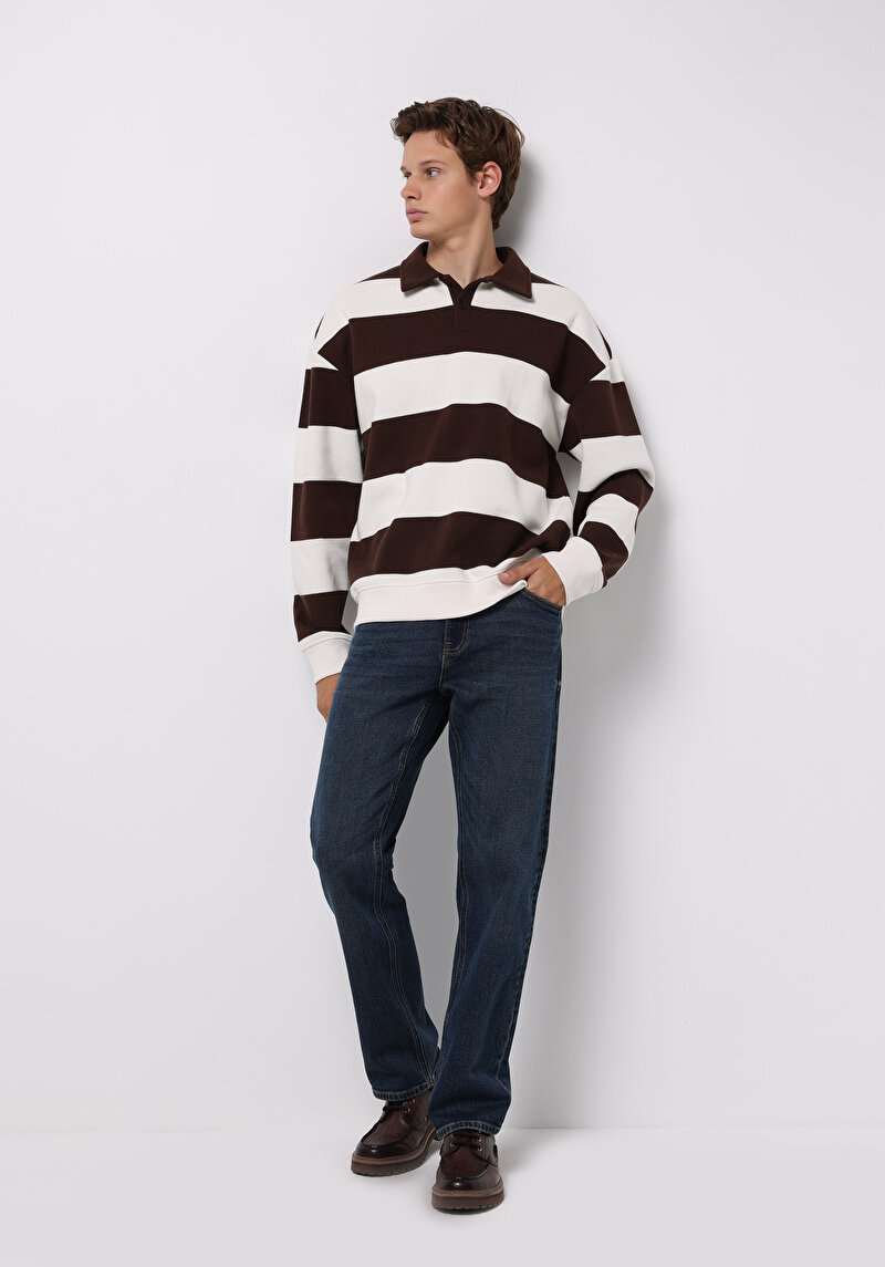 Comfort Fit Erkek Kahverengi Sweatshirt