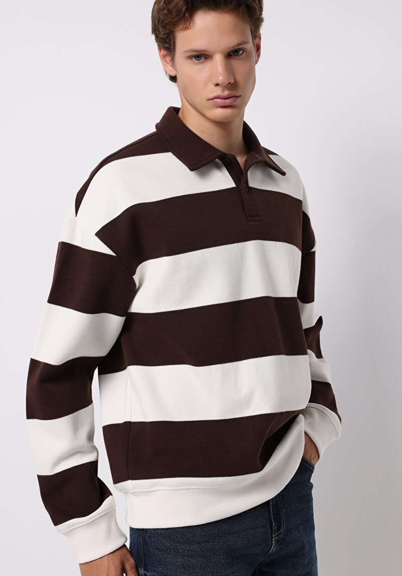 Comfort Fit Erkek Kahverengi Sweatshirt