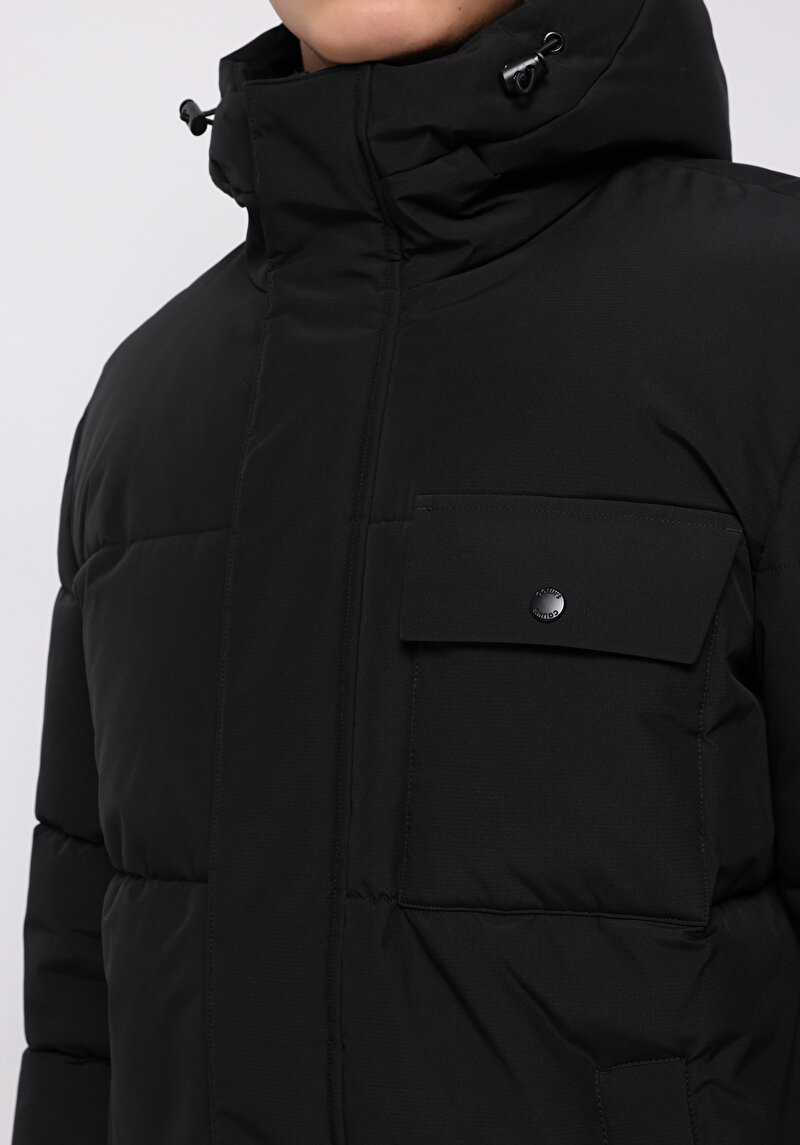 Regular Fit Erkek Siyah Kaban