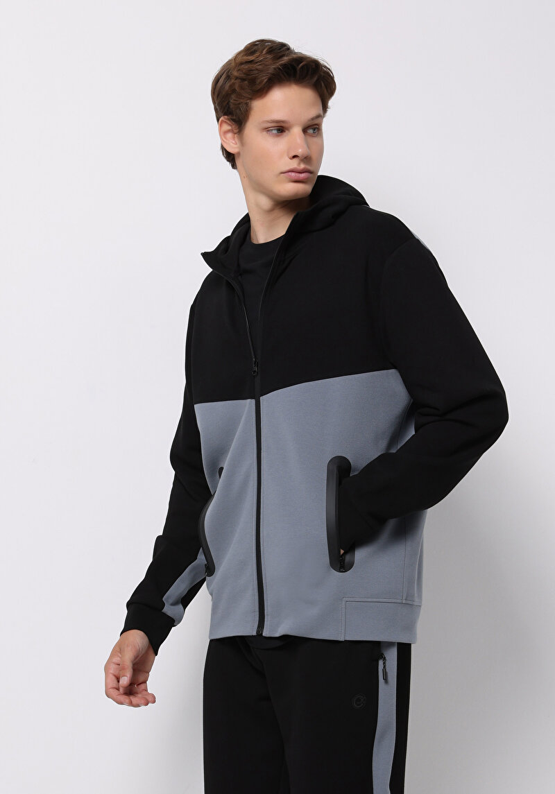 Regular Fit Erkek Siyah Sweatshirt