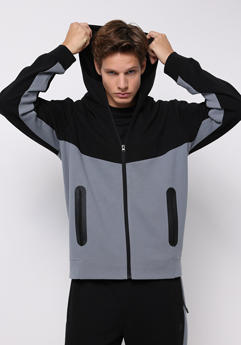 Regular Fit Erkek Siyah Sweatshirt