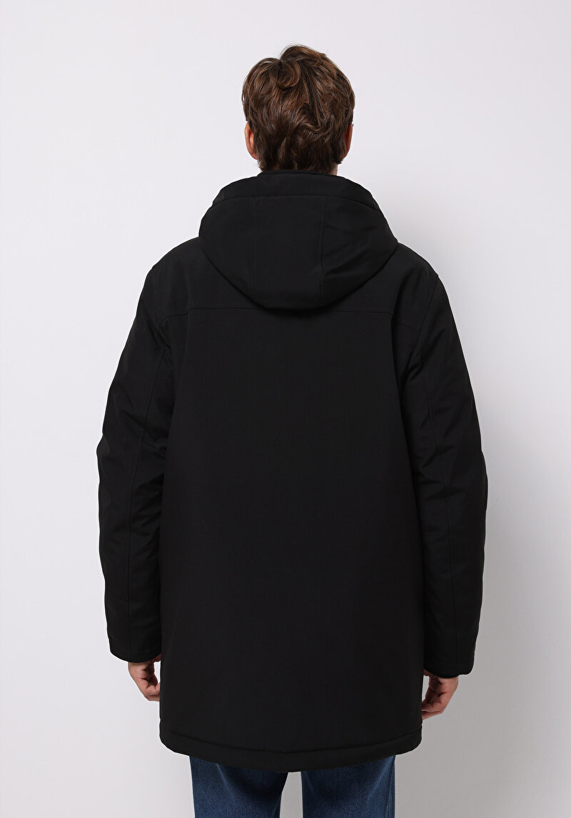 Regular Fit Erkek Siyah Kaban