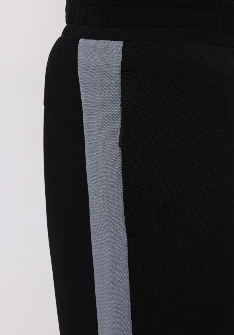 Regular Fit Orta Bel Düz Erkek Siyah Eşofman Altı