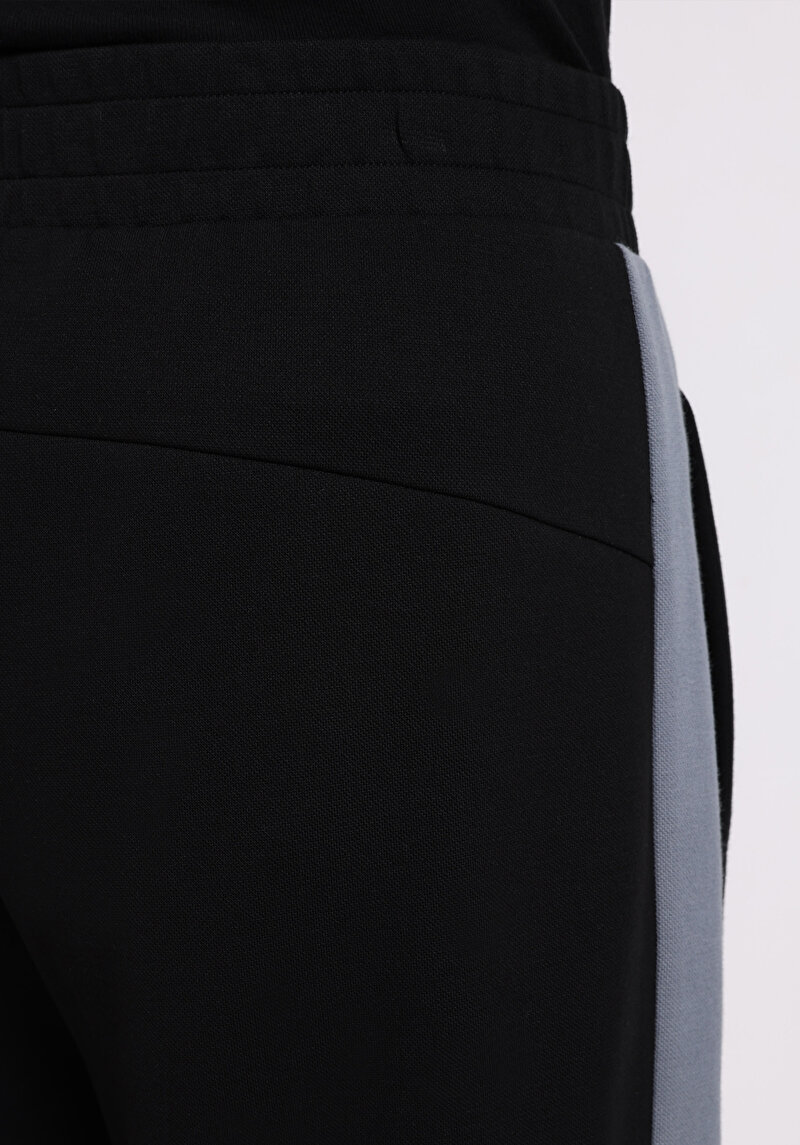 Regular Fit Orta Bel Düz Erkek Siyah Eşofman Altı