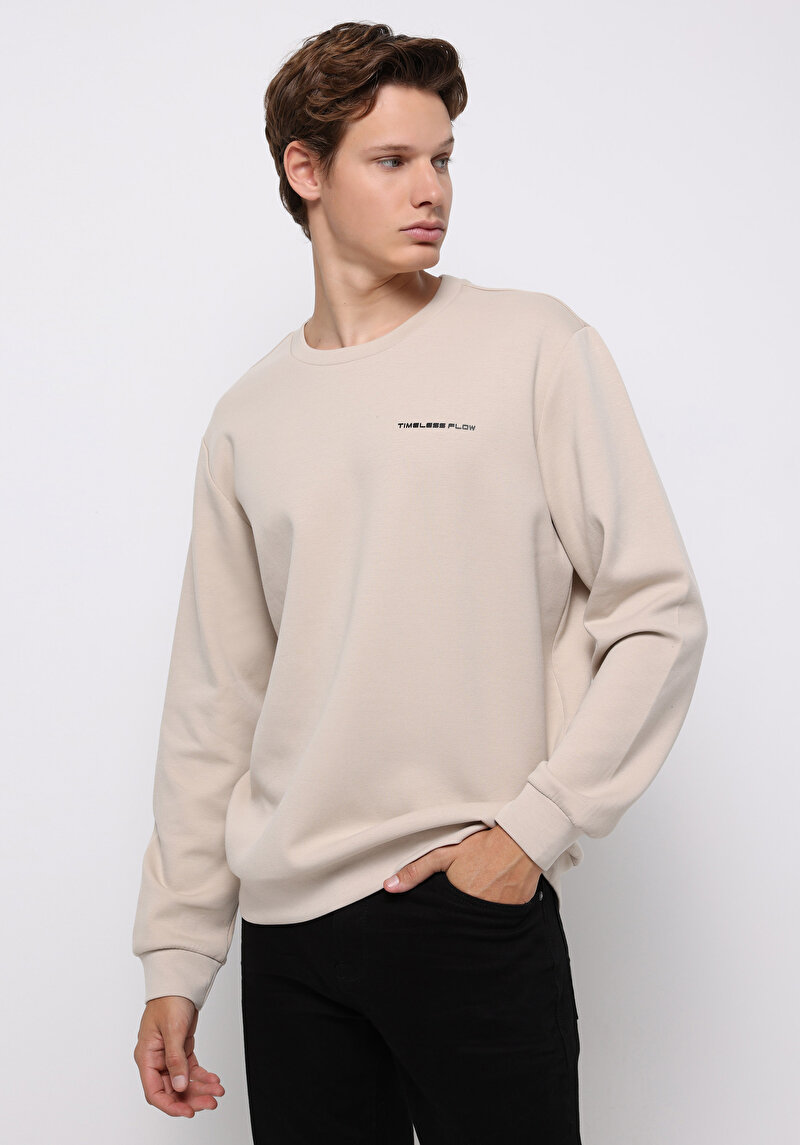 Regular Fit Erkek Bej Sweatshirt