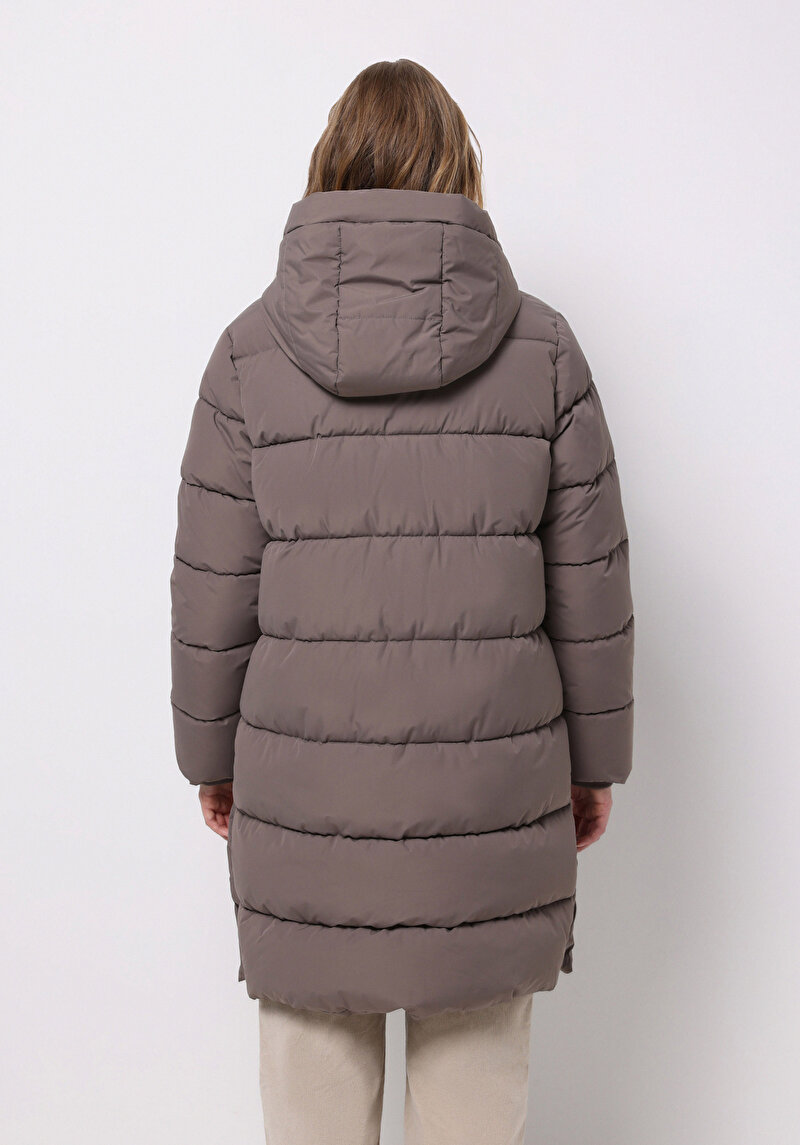 Regular Fit Kapüşonlu Fermuarlı Astarlı Suya Dayanıklı Kadın  Kaban