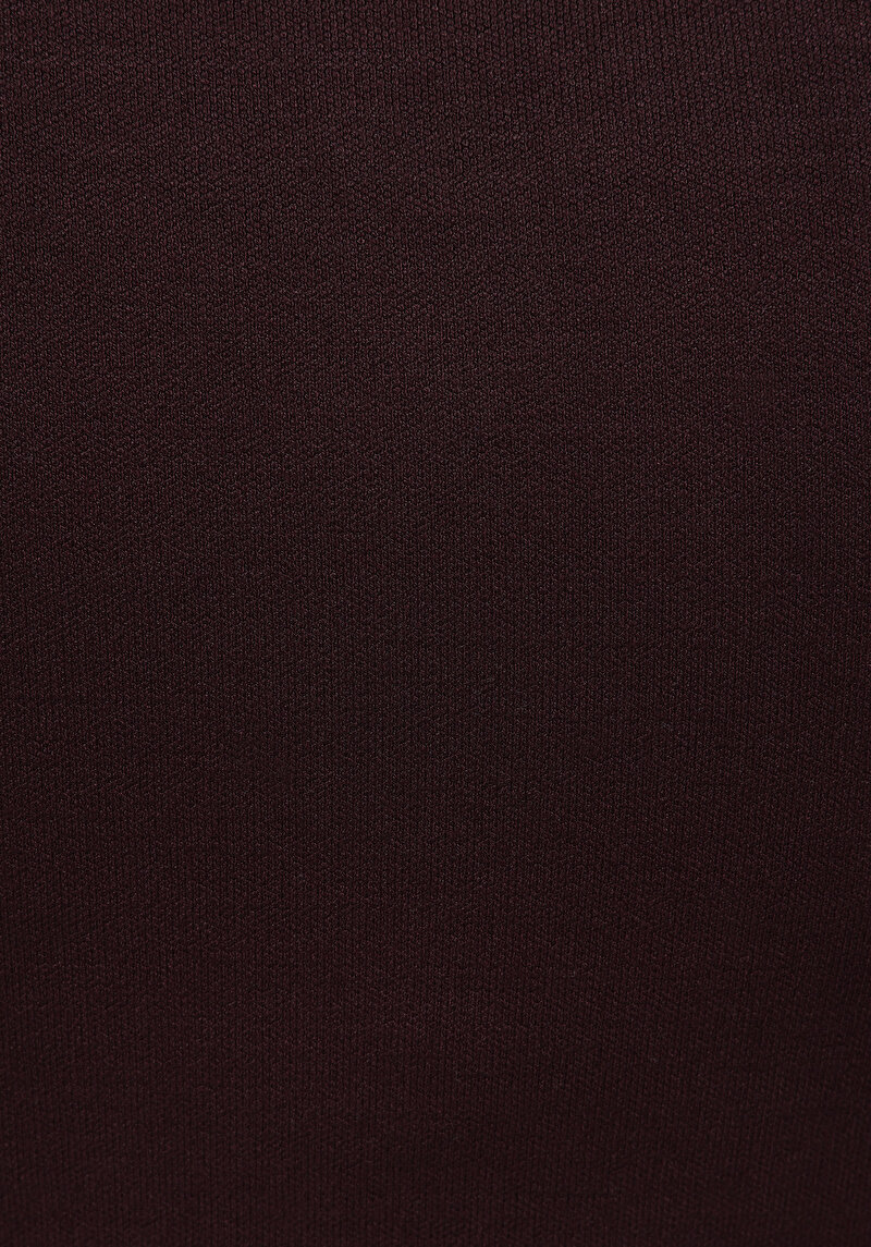 Slim Fit Düz Kadın Bordo Kısa Kol Elbise