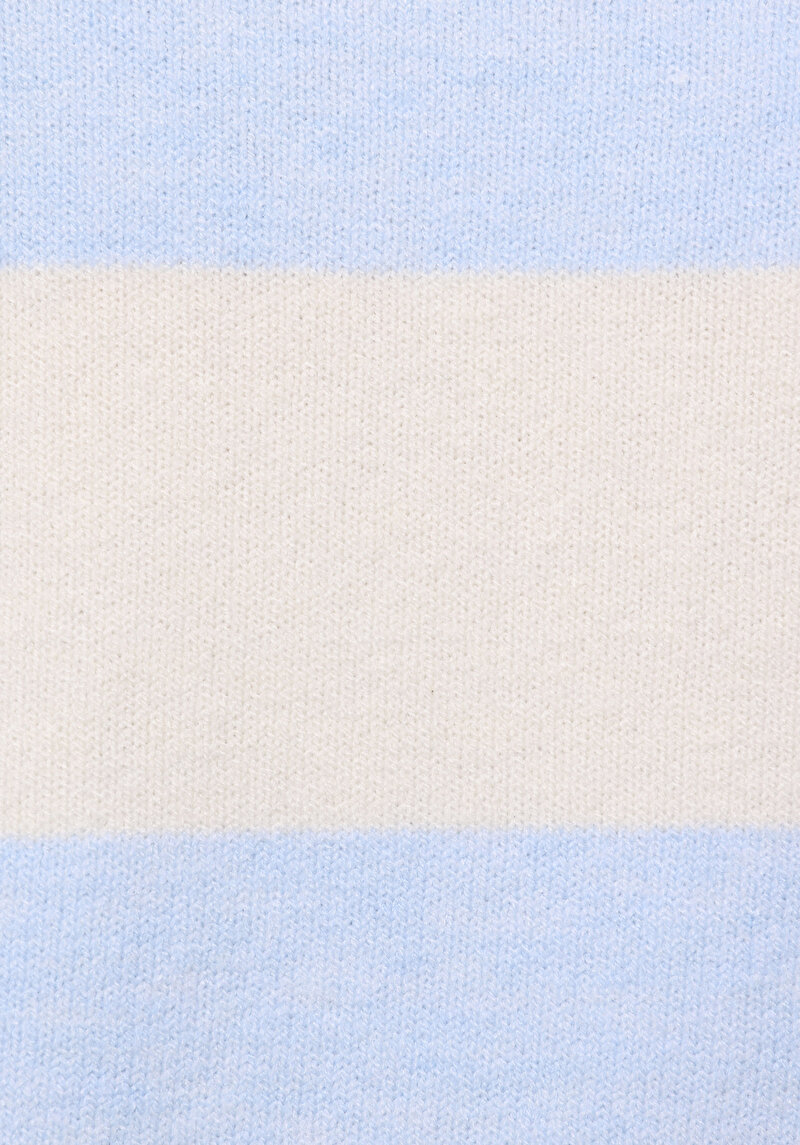 Regular Fit Yuvarlak Yaka Çizgili Kadın Beyaz Kazak