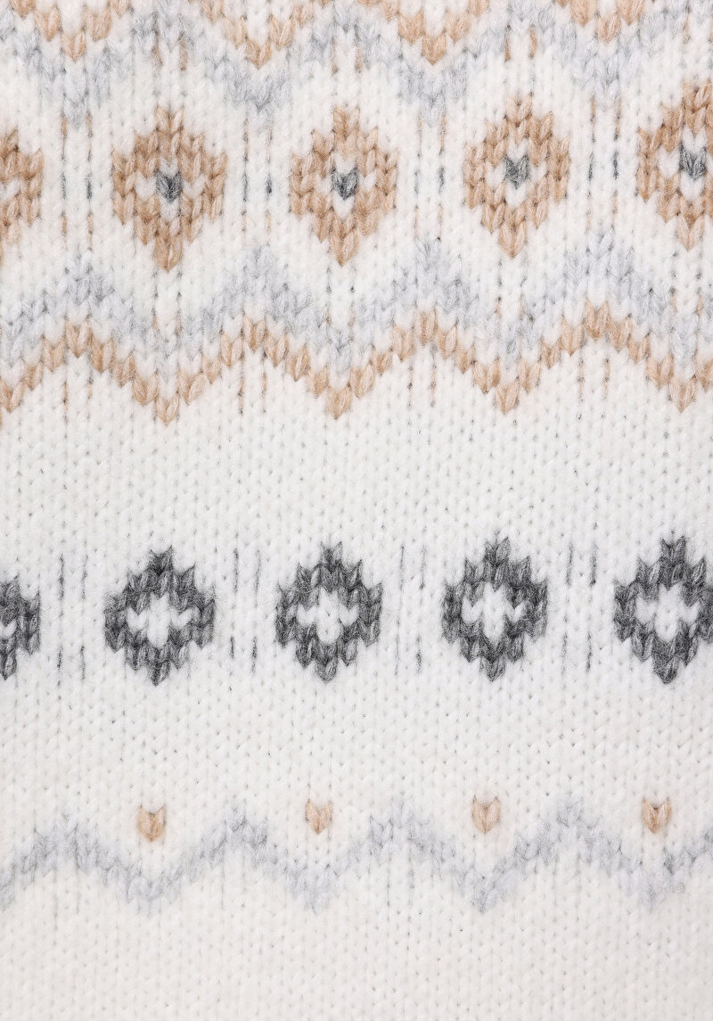 Regular Fit Yuvarlak Yaka Baskılı Kadın Çok Renkli Kazak