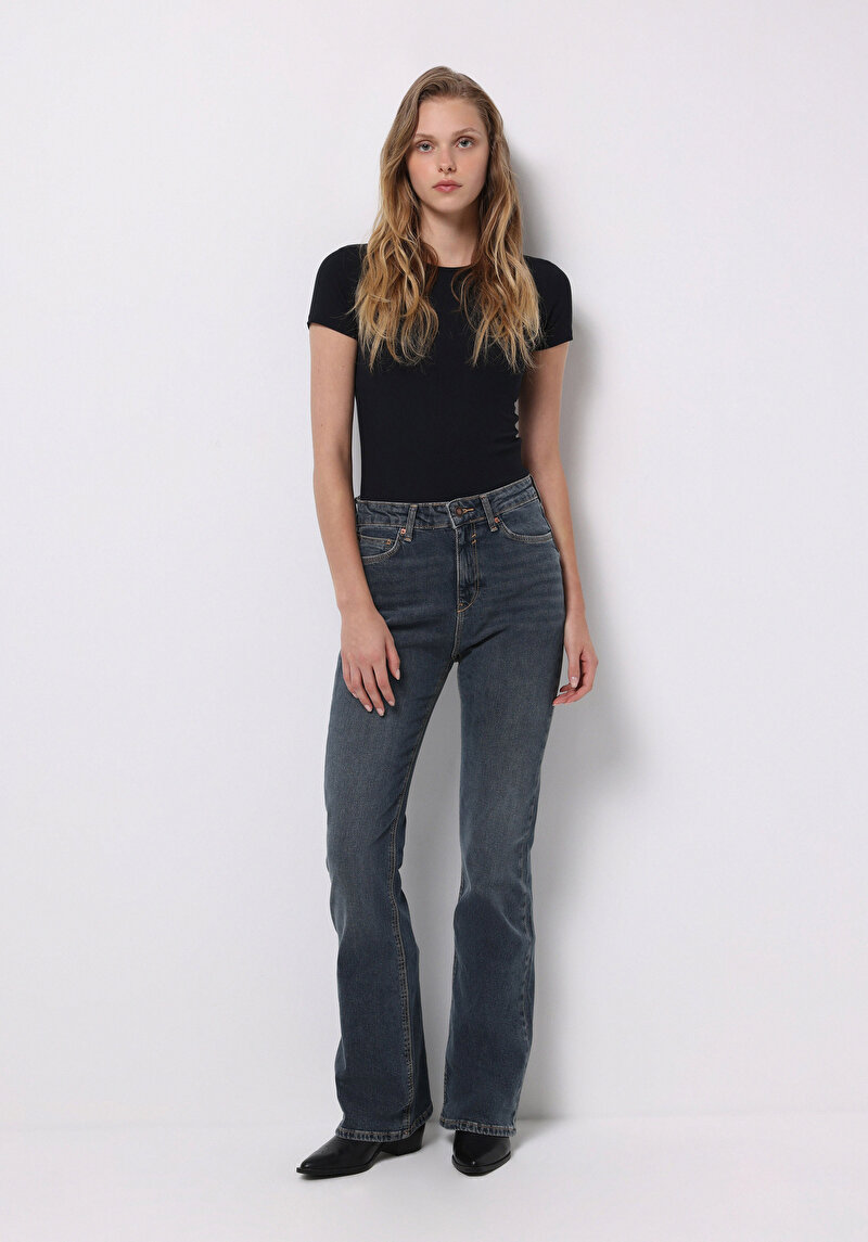 Regular Fit Kadın İndigo Jean Pantolon