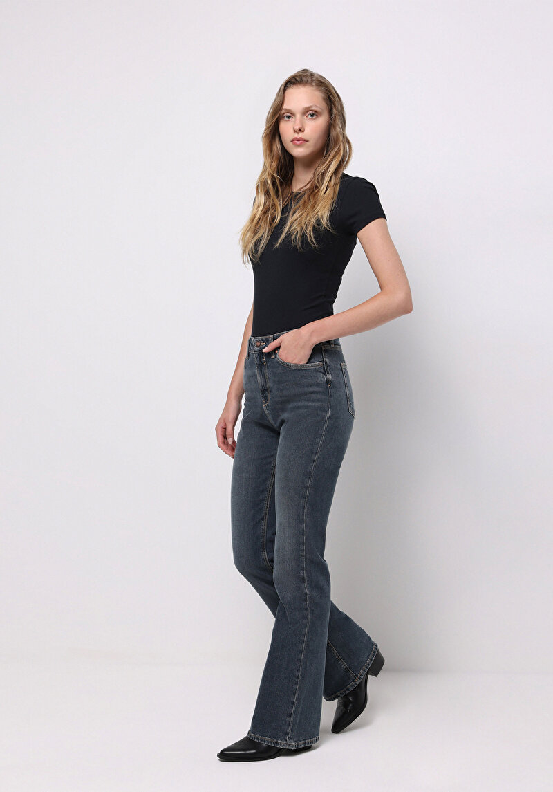 Regular Fit Kadın İndigo Jean Pantolon