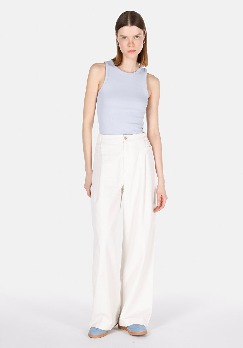 Slim Fit Kadın Mavi Atlet