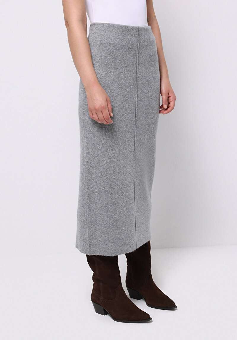 Slim Fit Kadın Gri Etek