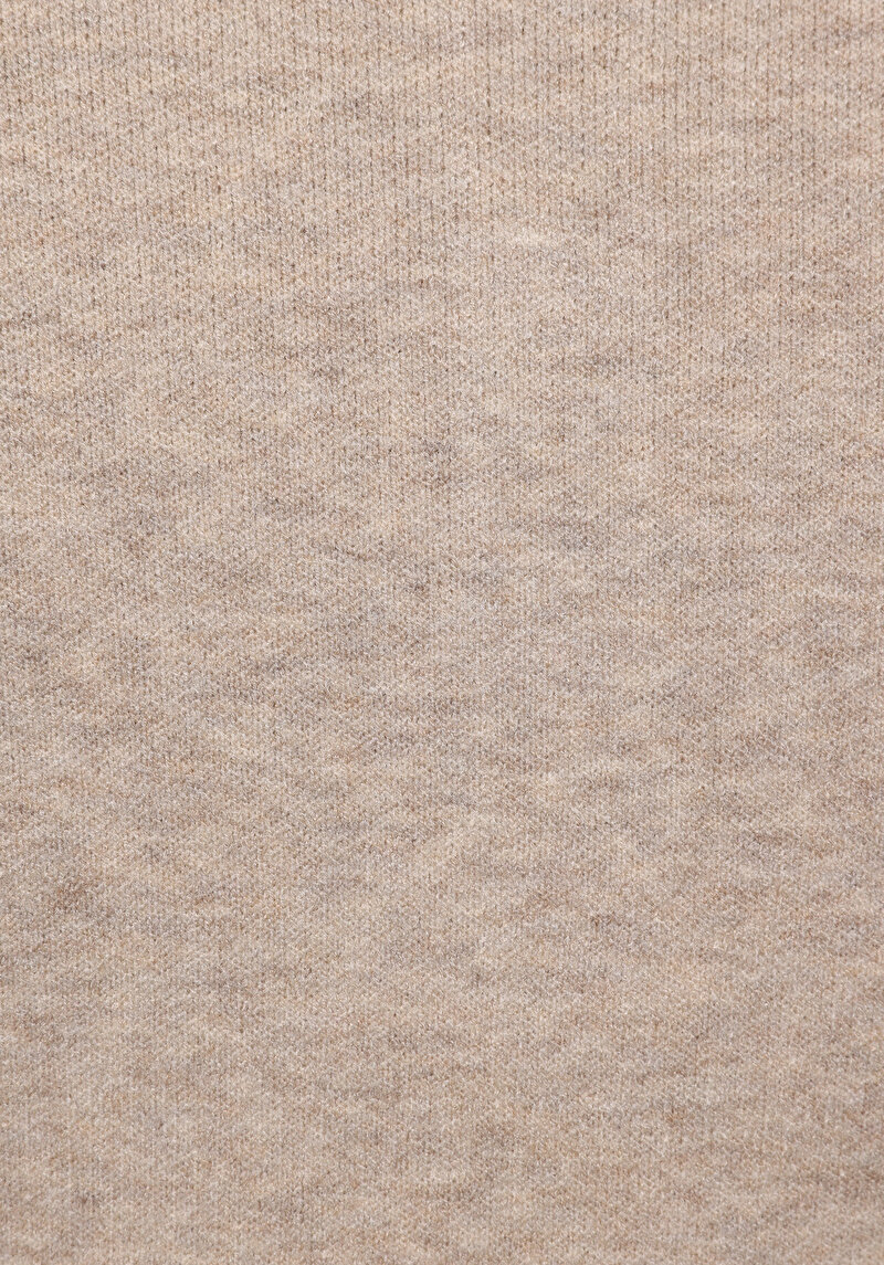 Regular Fit Polo Yaka Baskılı Kadın Bej Kazak