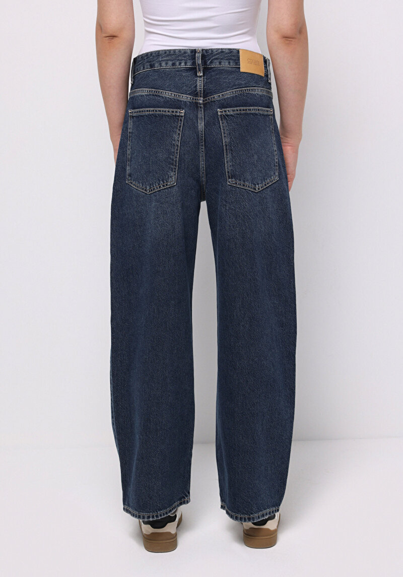 Baggy Fit Kadın İndigo Jean Pantolon