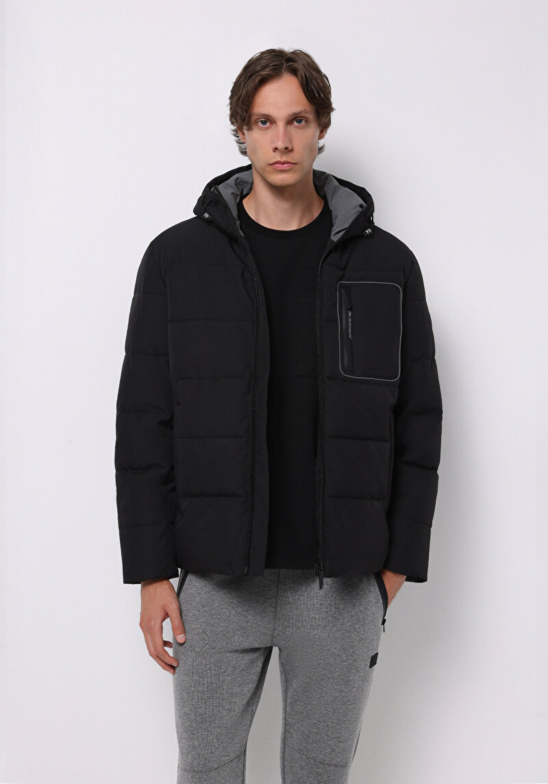 Regular Fit     Erkek Siyah Mont