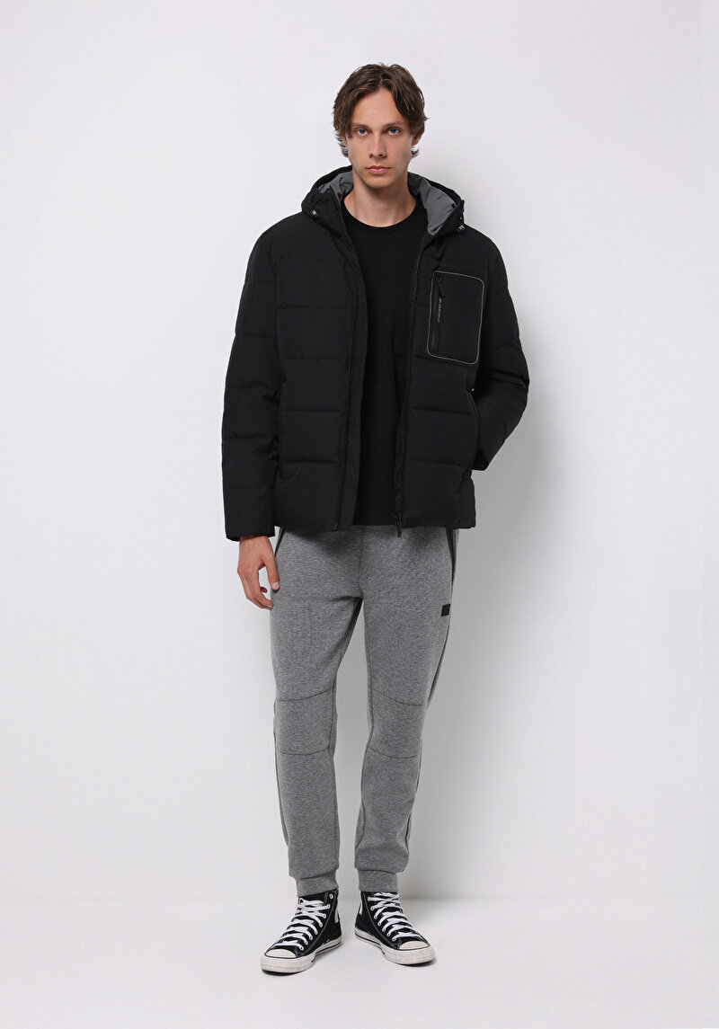 Regular Fit Erkek Siyah Mont