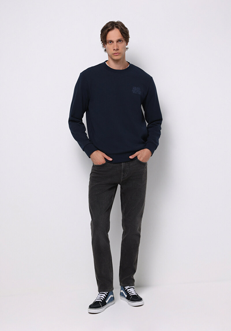 Regular Fit Orta Bel Daralan Paça Erkek Siyah Jean Pantolon