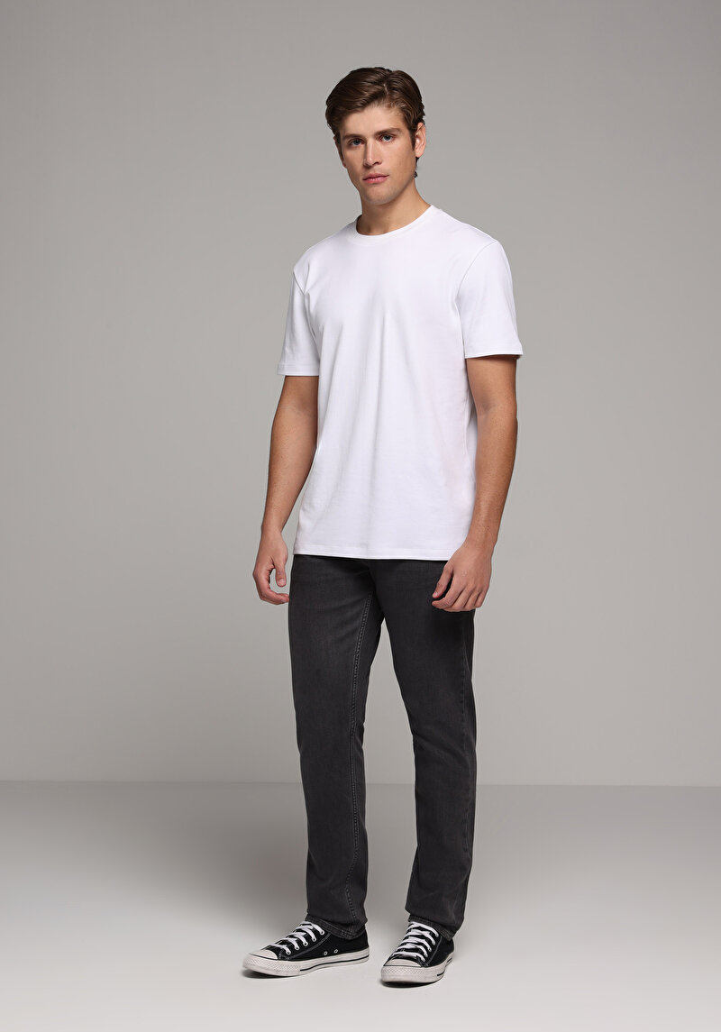 Regular Fit Orta Bel Daralan Paça Erkek Siyah Jean Pantolon