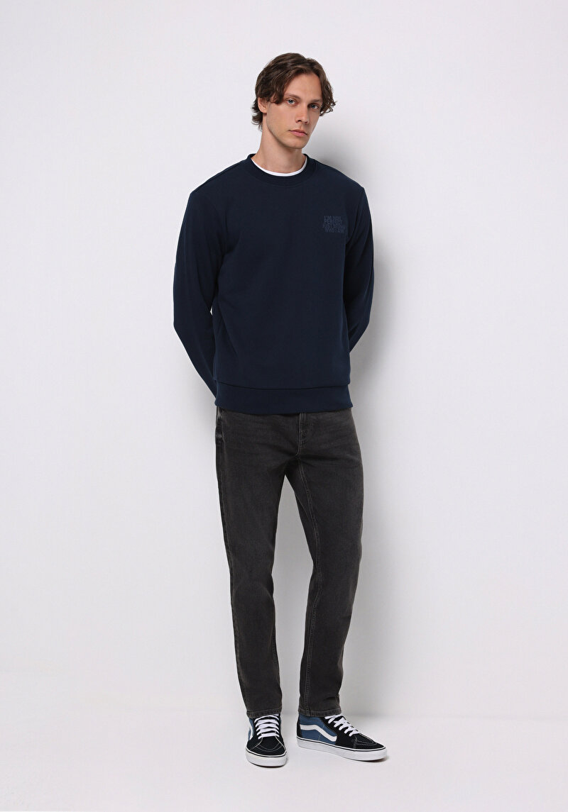 Regular Fit Orta Bel Daralan Paça Erkek Siyah Jean Pantolon