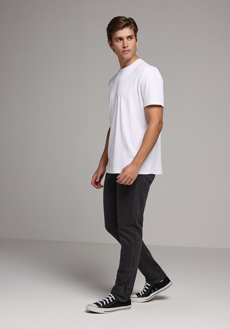 Regular Fit Orta Bel Daralan Paça Erkek Siyah Jean Pantolon