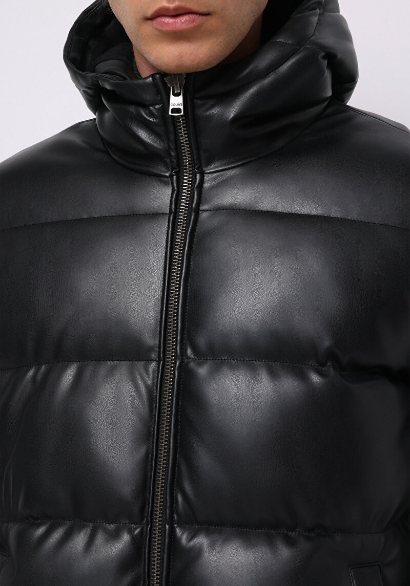 Regular Fit     Erkek Siyah Mont Pu