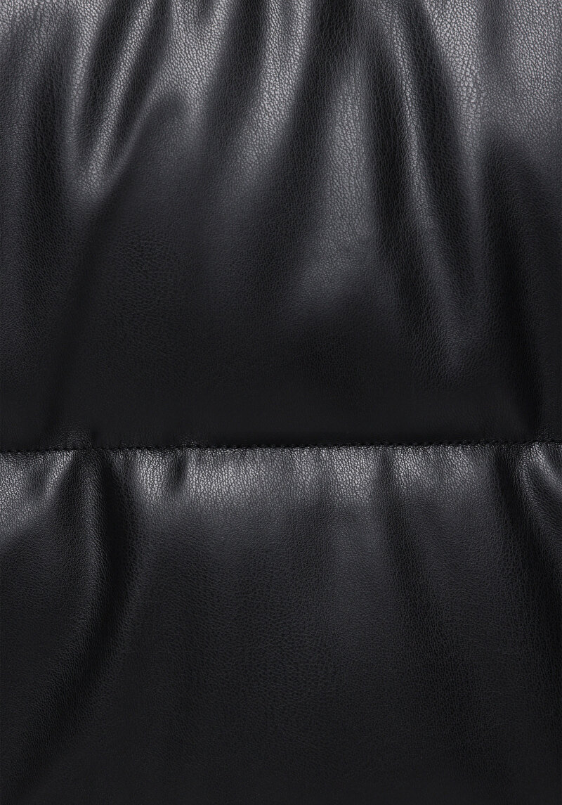 Regular Fit     Erkek Siyah Mont Pu