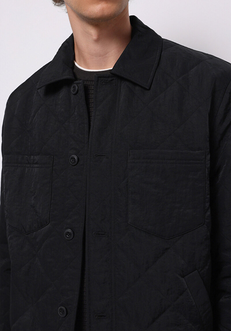 Regular Fit Erkek Siyah Mont