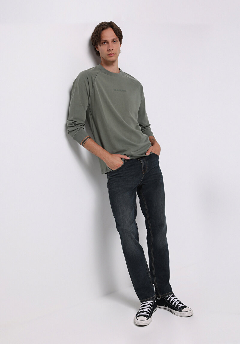 Regular Fit Erkek İndigo Jean Pantolon