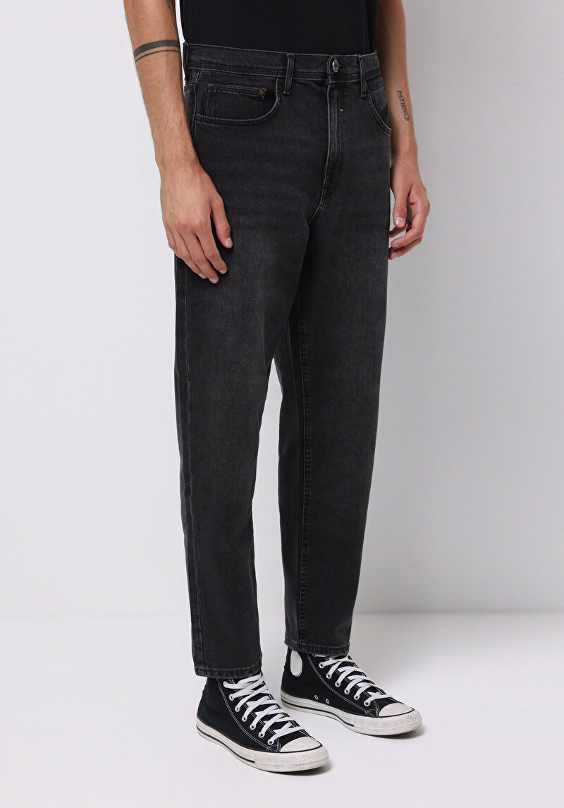 Balloon Fit Erkek Siyah Jean Pantolon
