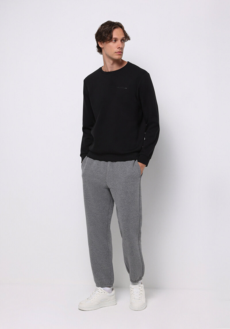 Loose Fit Orta Bel Düz Erkek Antrasit Eşofman Altı