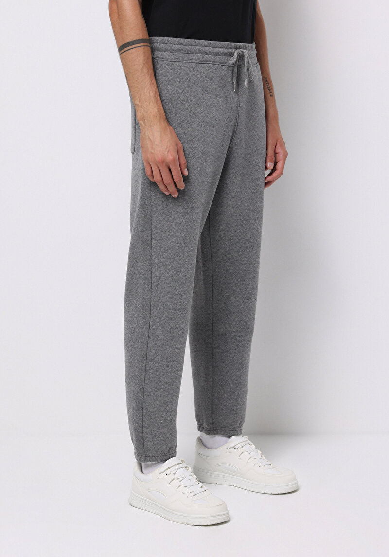 Loose Fit Orta Bel Düz Erkek Antrasit Eşofman Altı