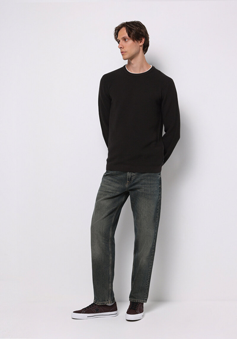 Loose Straight Fit Erkek İndigo Jean Pantolon