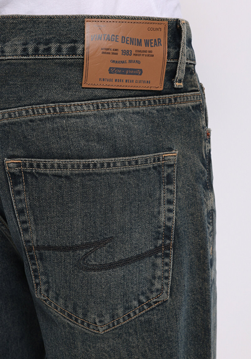 Loose Straight Fit   Erkek İndigo Jean Pantolon