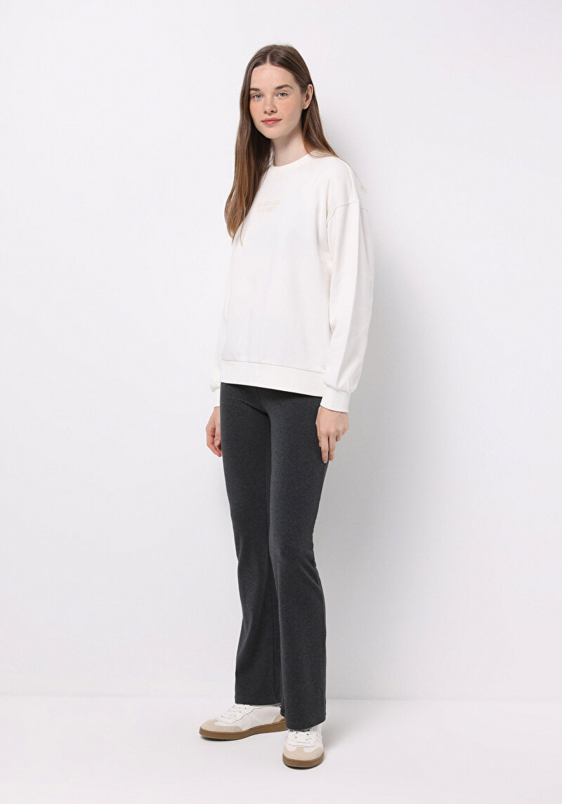 Slim Fit Kadın Antrasit Örme Tayt