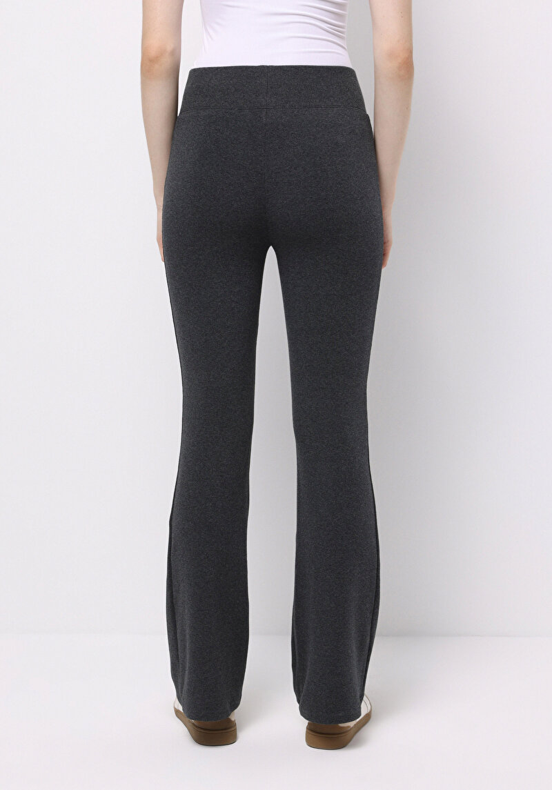 Slim Fit Kadın Antrasit Örme Tayt