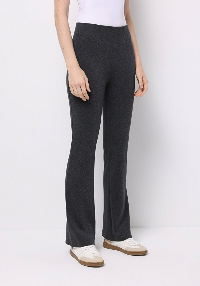 Slim Fit Kadın Antrasit Örme Tayt
