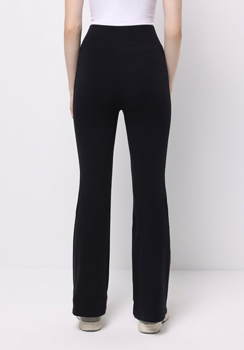 Slim Fit Kadın Siyah Örme Tayt