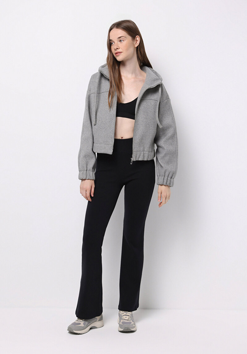 Slim Fit Kadın Siyah Örme Tayt