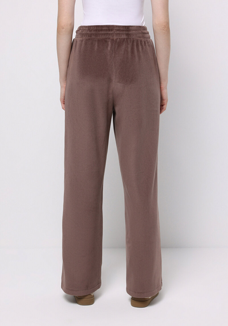 Regular Fit Orta Bel Düz Kadın Kahverengi Eşofman Altı