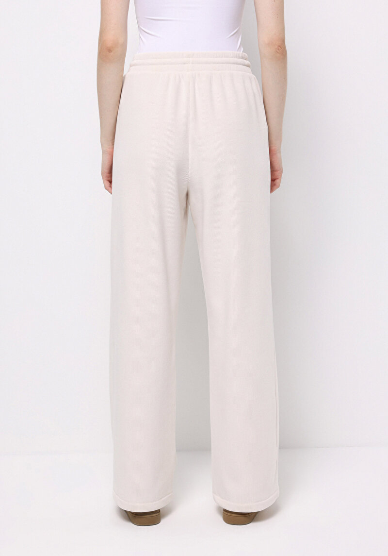 Regular Fit Orta Bel Düz Kadın Ekru Eşofman Altı