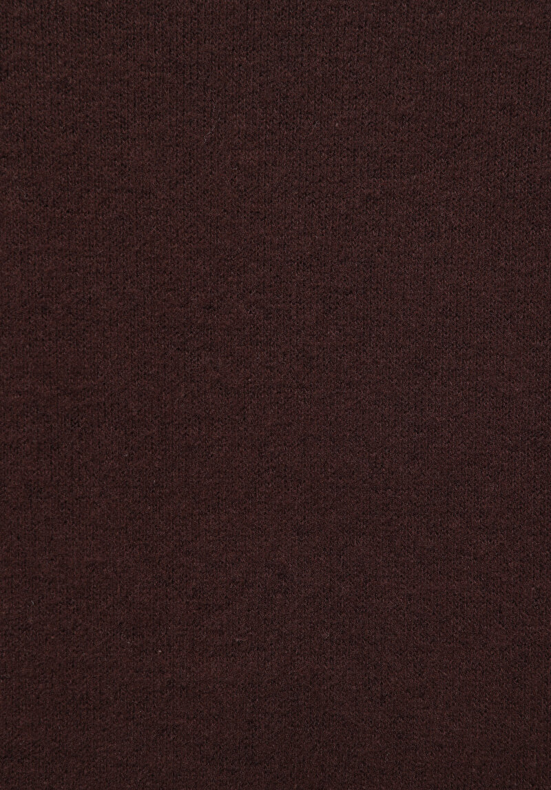 Regular Fit Yuvarlak Yaka Düz Kadın Kahverengi Tişört