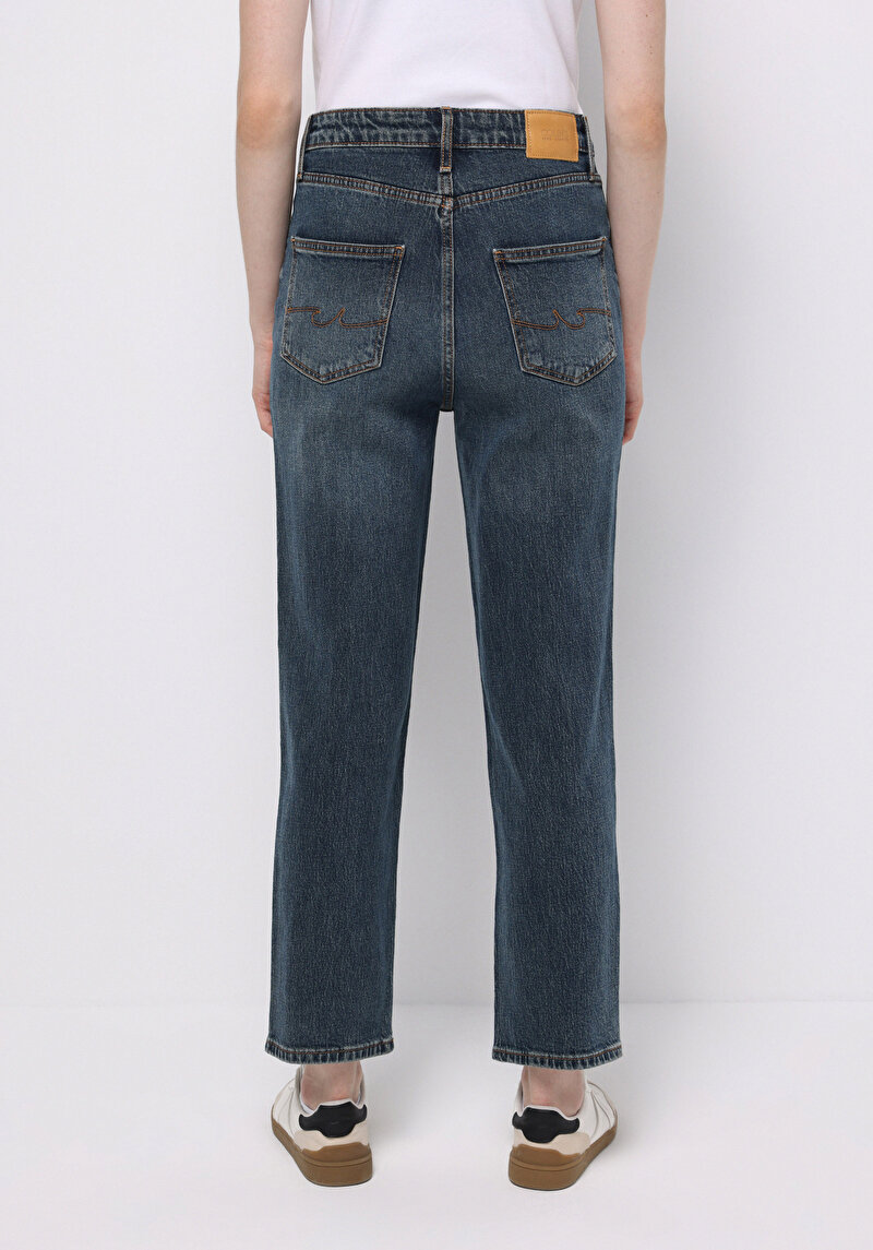 Straight Fit Kadın İndigo Jean Pantolon