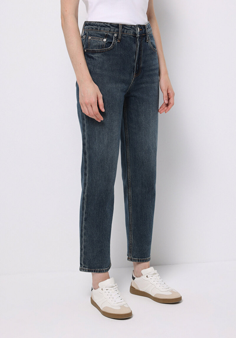 Straight Fit Kadın İndigo Jean Pantolon