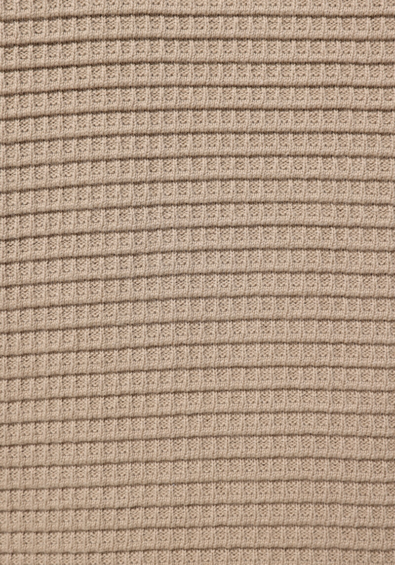 Regular Fit Yuvarlak Yaka Jakarlı Erkek Bej Kazak