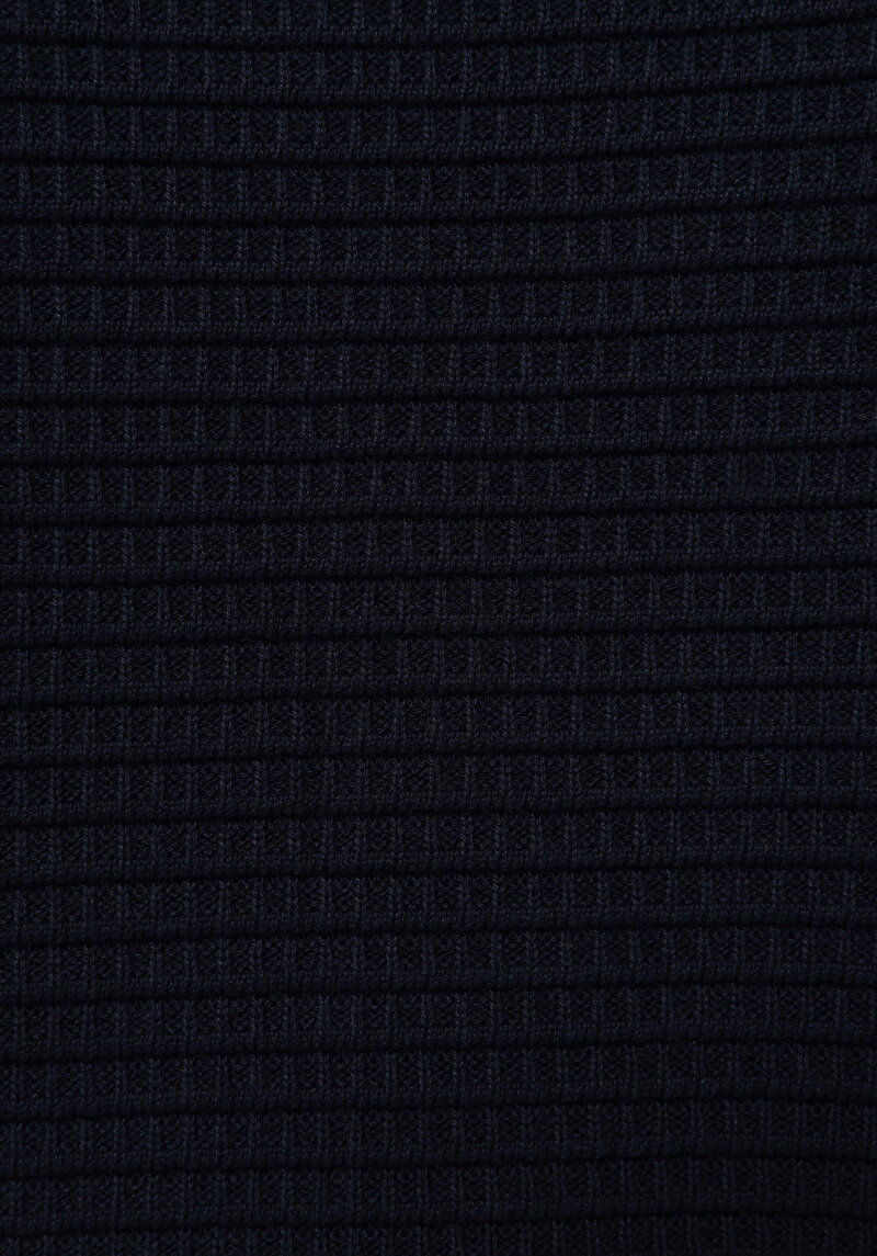 Regular Fit Yuvarlak Yaka Jakarlı Erkek Lacivert Kazak