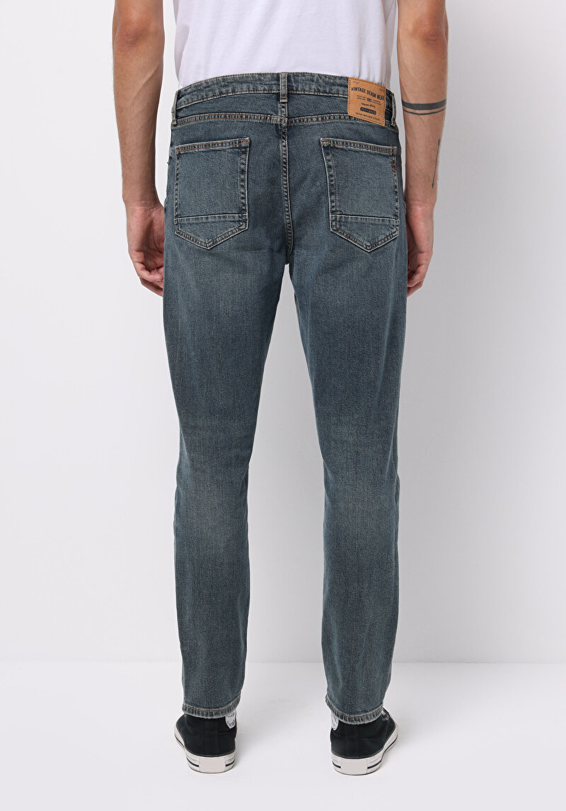 Regular Fit Erkek Açik İndigo Jean Pantolon