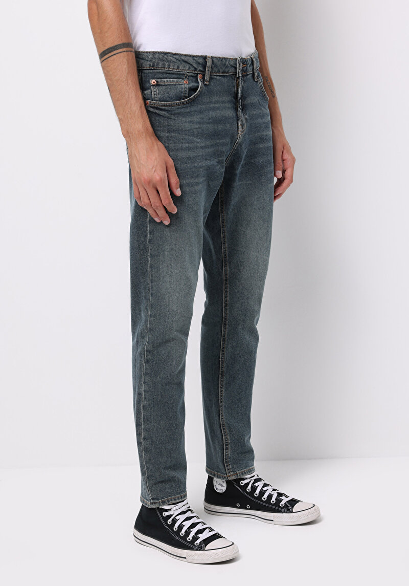 Regular Fit Erkek Açik İndigo Jean Pantolon