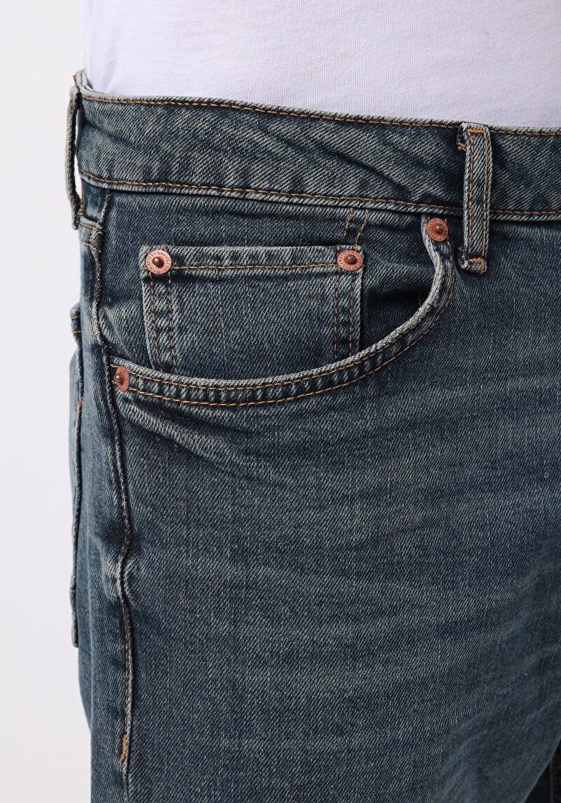 Regular Fit   Erkek Açik İndigo Jean Pantolon