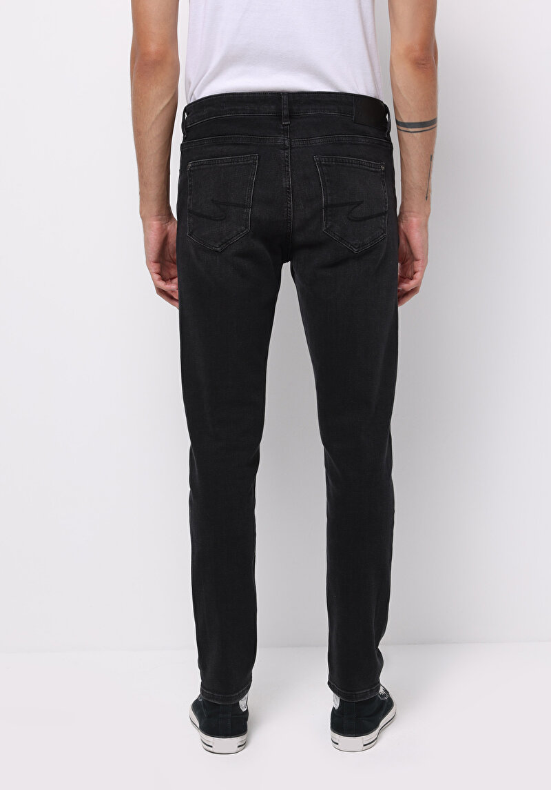 Slim Fit   Erkek Siyah Jean Pantolon